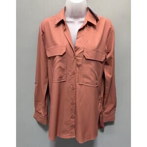 MittoShop Women’s Small Roll Tab Sleeve Button Down Shirt Top Blouse Up NWT